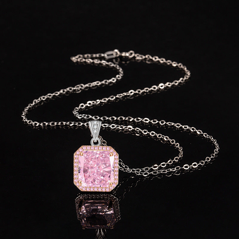 Fashion light luxury colored treasure ring stud earrings necklace three-piece set