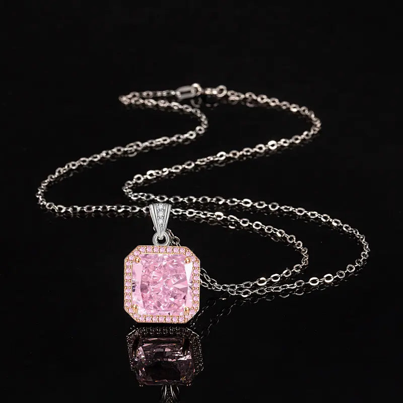 Fashion light luxury colored treasure ring stud earrings necklace three-piece set