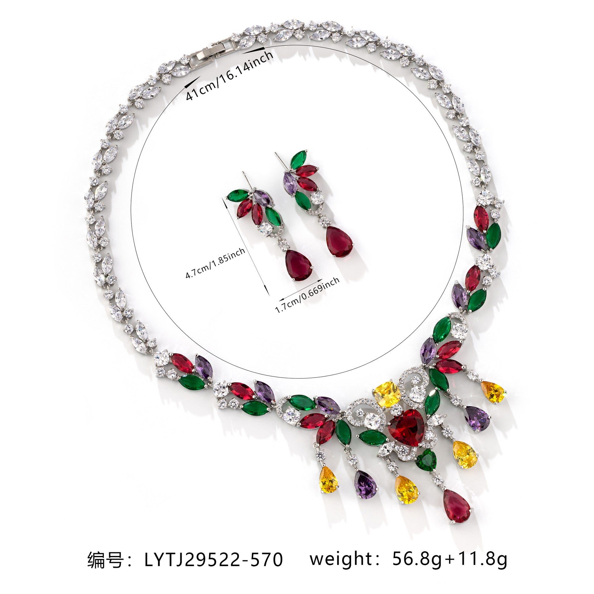 Luxury Sapphire Blue Crystal Necklace Earrings Set – Elegant Statement Jewelry for Women