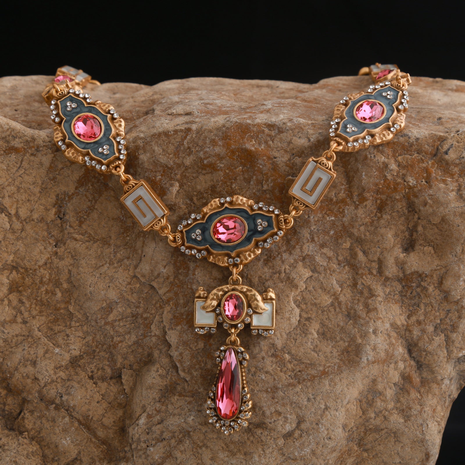 Medieval niche crystal diamond jewelry set