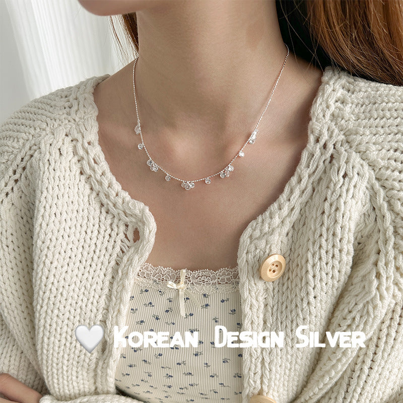 Simple water drop round opal necklace