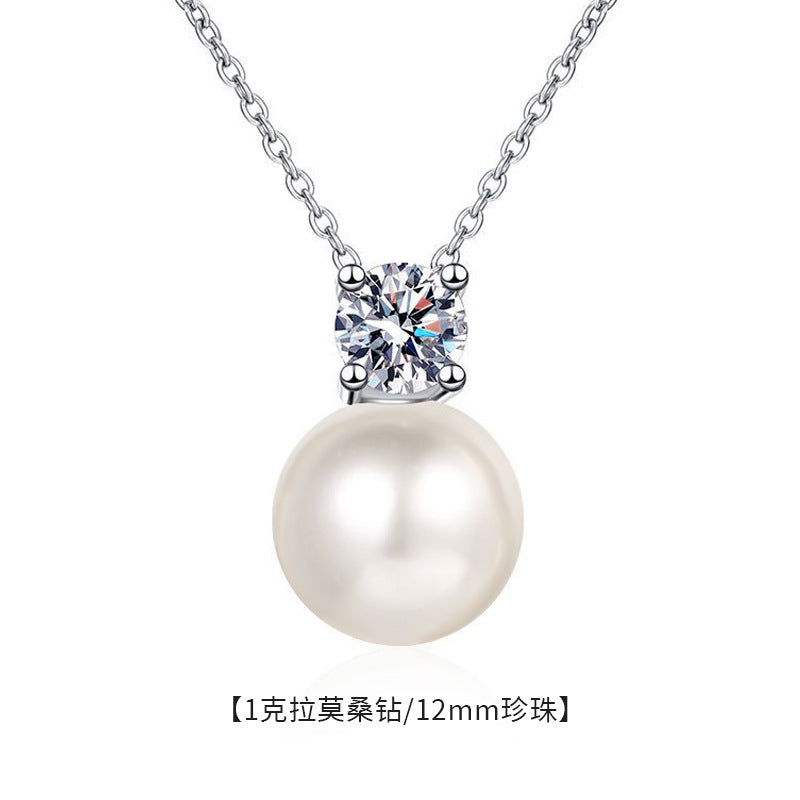 S925 Sterling Silver Pearl Mozzarella Diamond Necklace