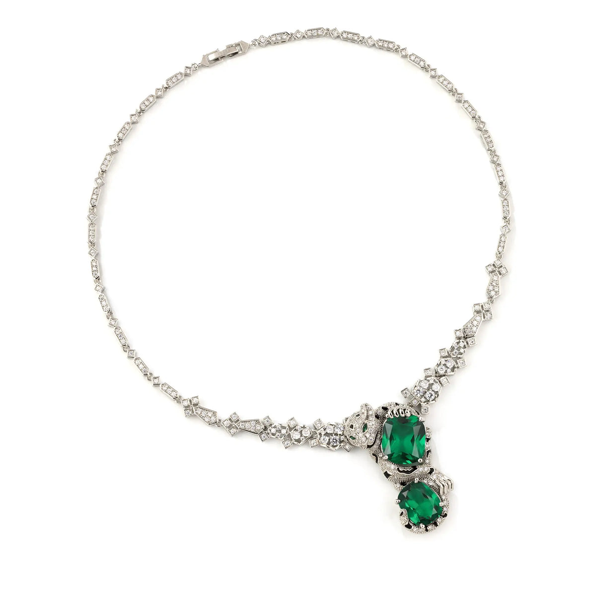 Luxury Emerald Green Leopard Necklace Set for Women – Vintage Statement Jewelry with Matching Earrings