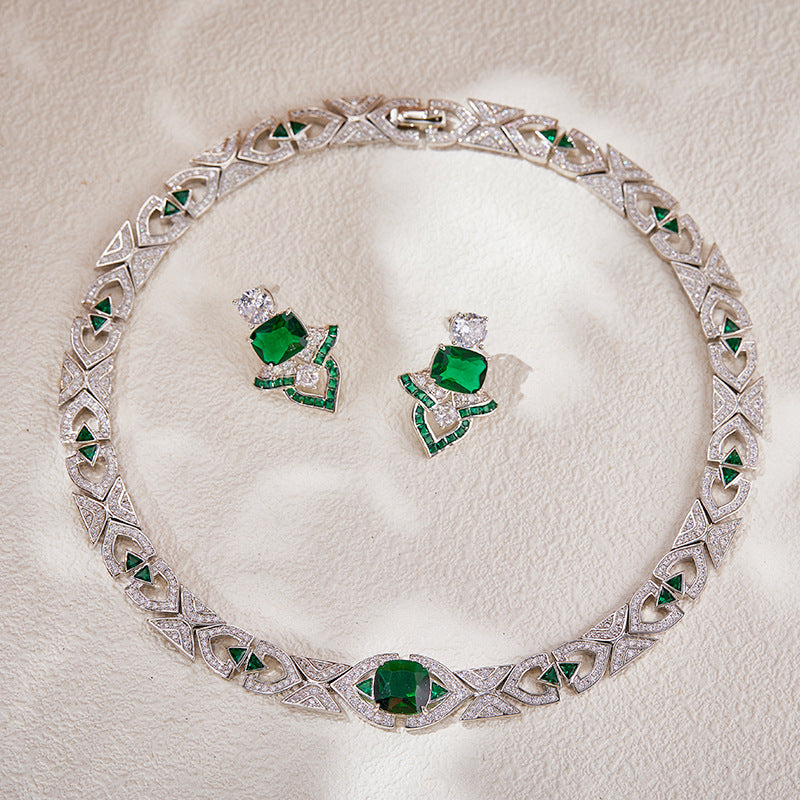 Fashion Gold Plated Pink Gemstone Clavicle Necklace