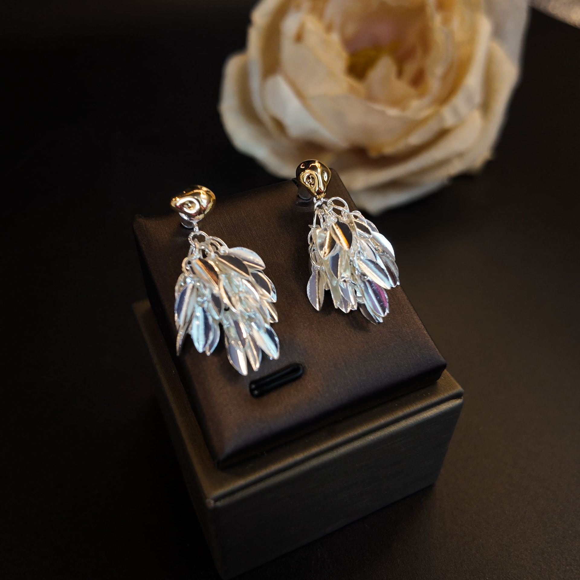 Golden Leaf Tassel Earrings