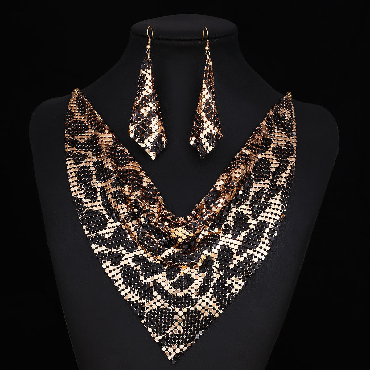 Fashion sequin scarf fake collar necklace earring set