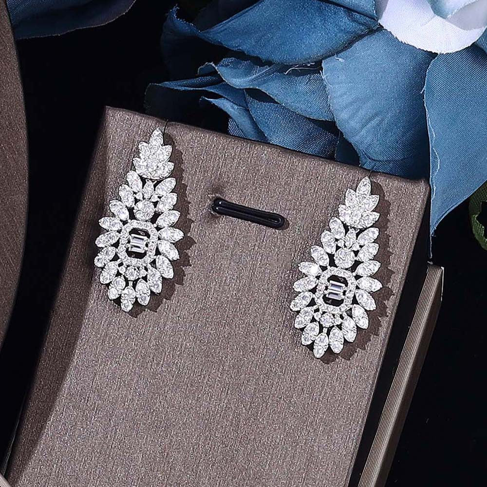 Luxury Silver Double Layer Crystal Jewelry Set – Necklace Earrings Bracelet Ring for Women