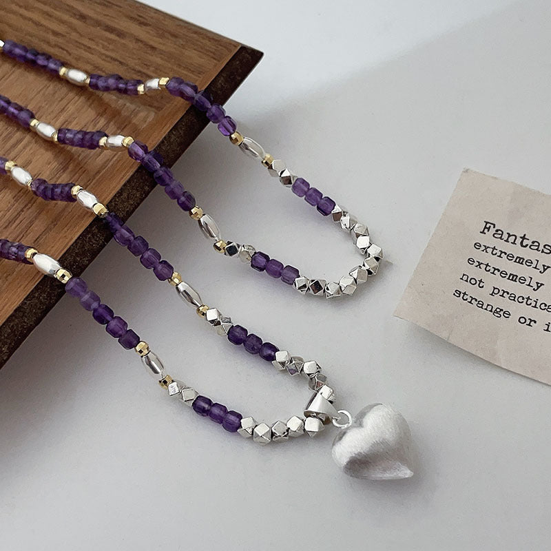 Natural amethyst clavicle necklace