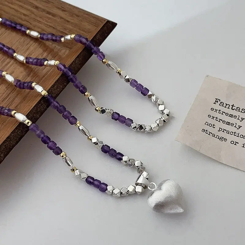 Collier ras du cou en améthyste naturelle