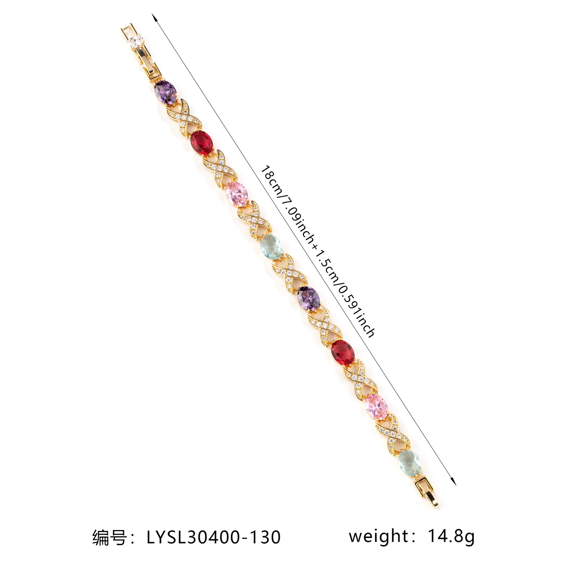 Luxury Multicolor Crystal Link Bracelet – Elegant Statement Jewelry for Women