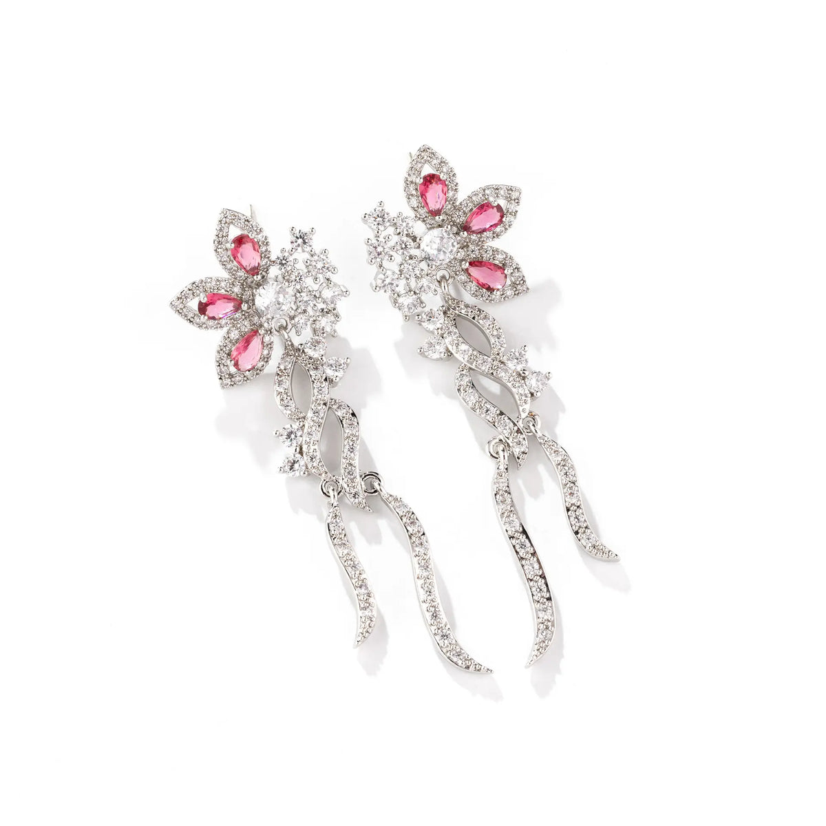 Boucles d'oreilles pendantes Ruby Rose glamour avec détails en cristal étincelant