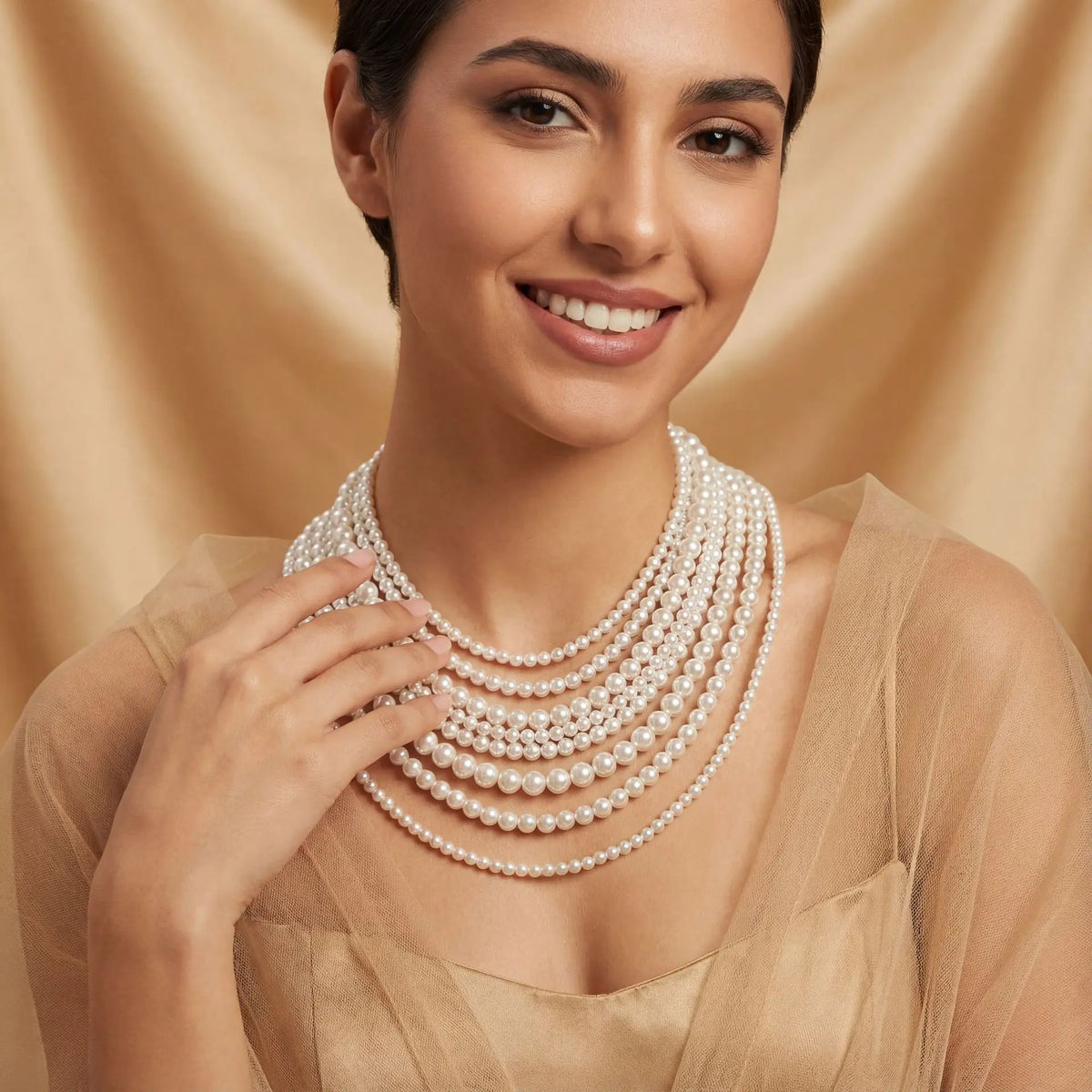 Luxury Layered Pearl Statement Necklace for Women