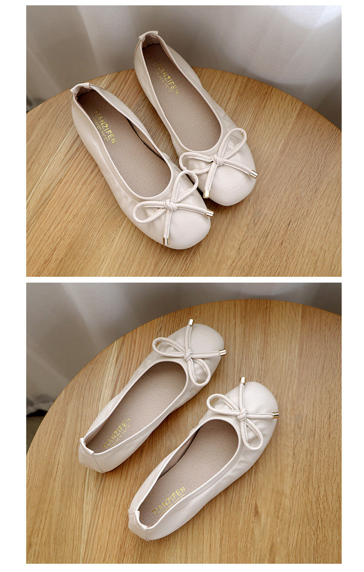 Fashionable summer bow casual flat bottomed women's loafers