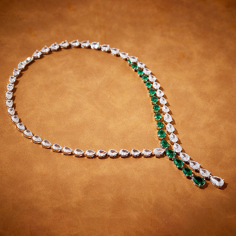 Double Pink Pear-Shaped Tassel Necklace