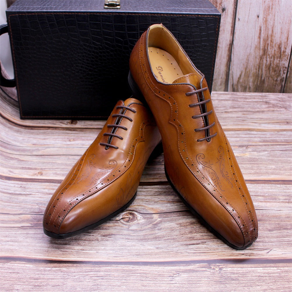 Men's Business Brown Carved Oxford Shoes