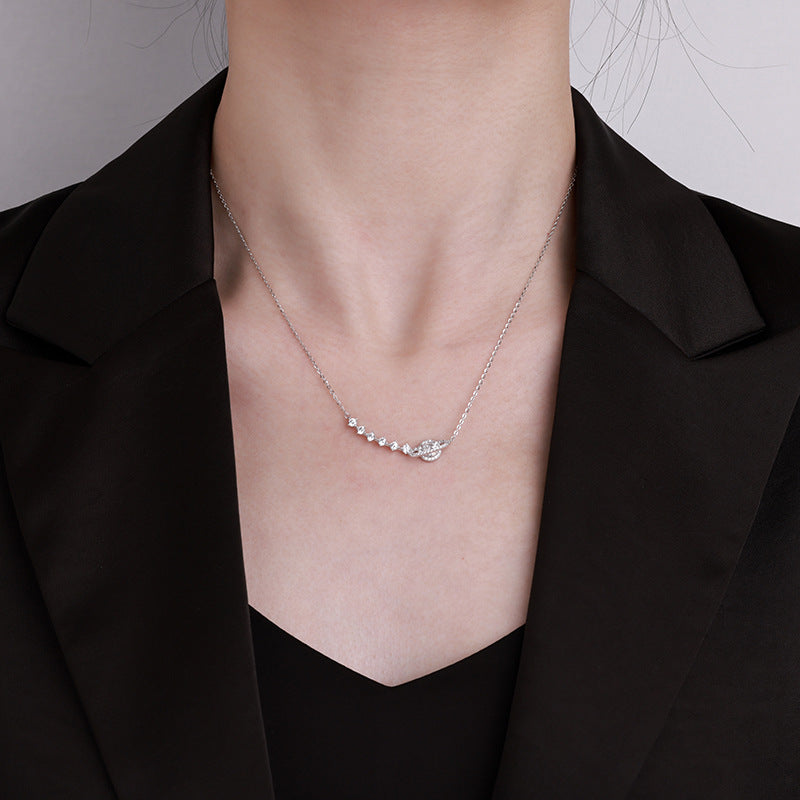 S925 Sterling Silver Dream Planet Moissanite Necklace