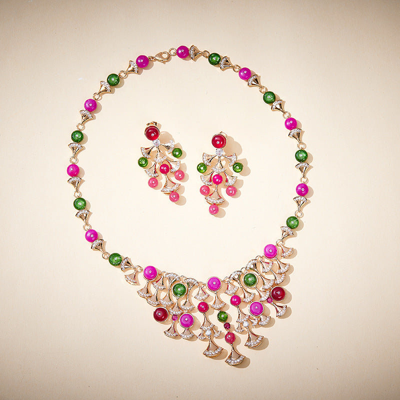 Fan Bead Gold Plated Clavicle Chain