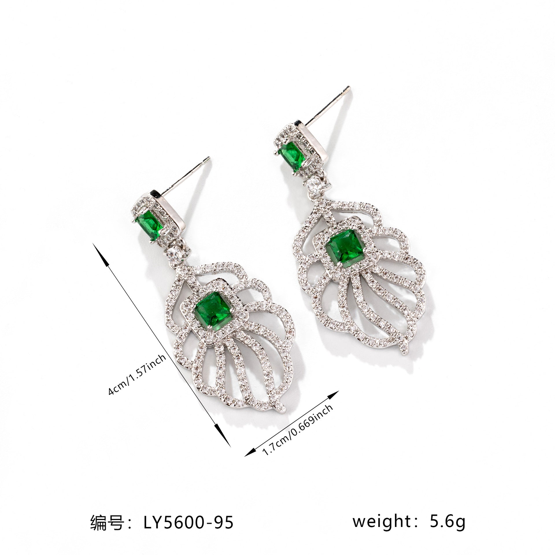 Elegant Emerald Green Crystal Statement Earrings for Evening Wear