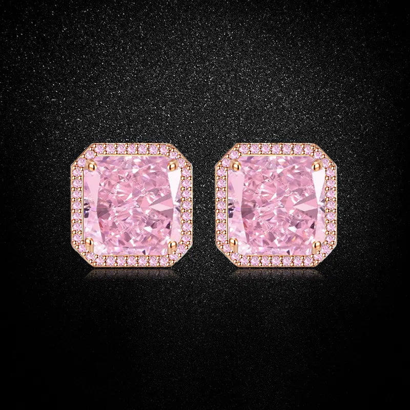 Fashion light luxury colored treasure ring stud earrings necklace three-piece set