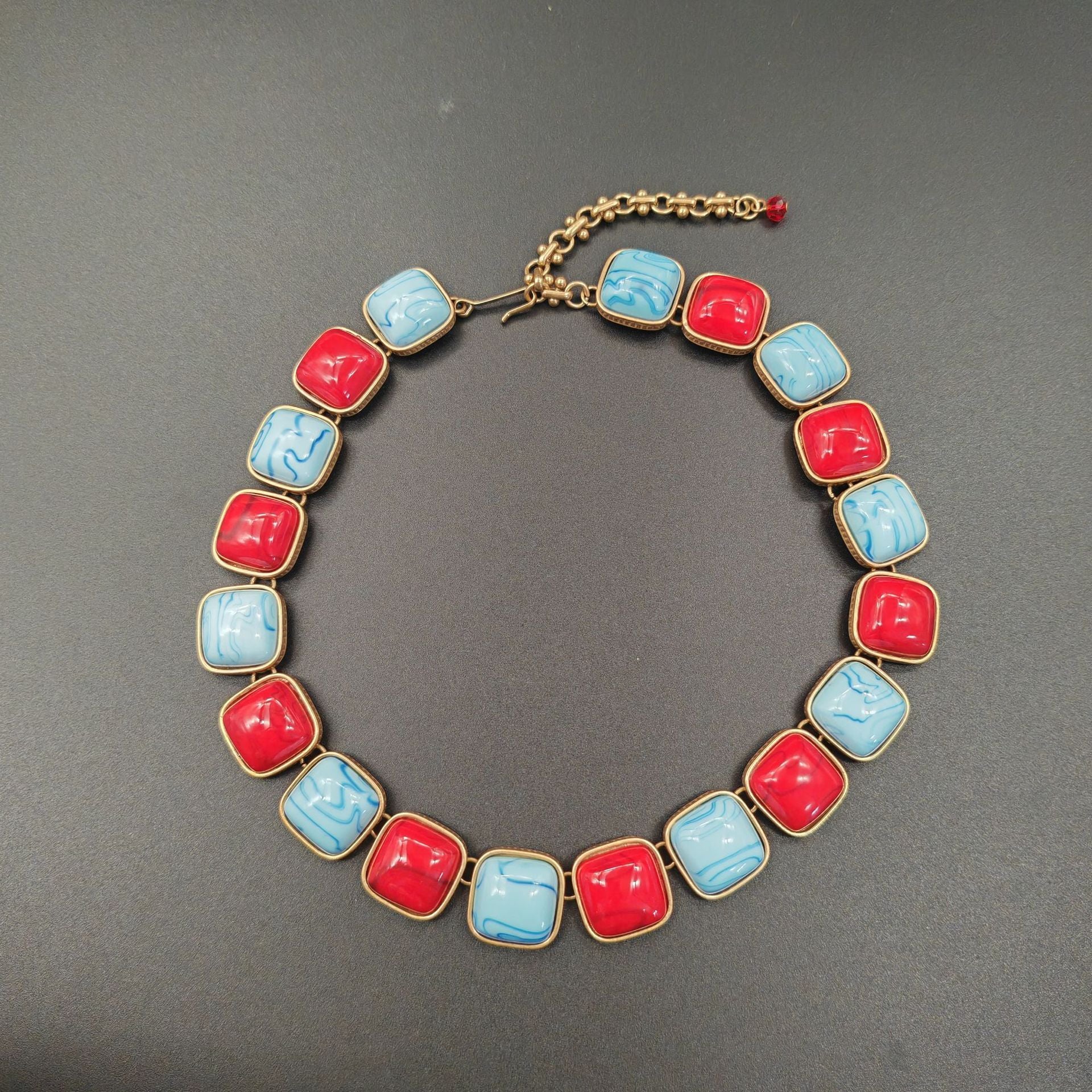 Dopamine beaded necklace new summer collarbone chain color fashion jewelry bracelet stud earrings