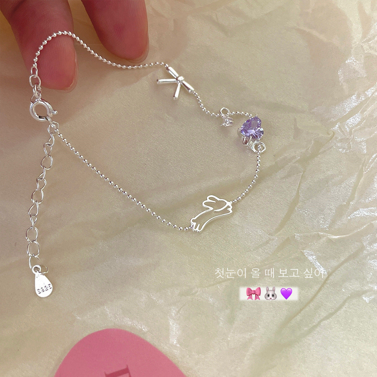 Purple Love Zircon Rabbit Bracelet
