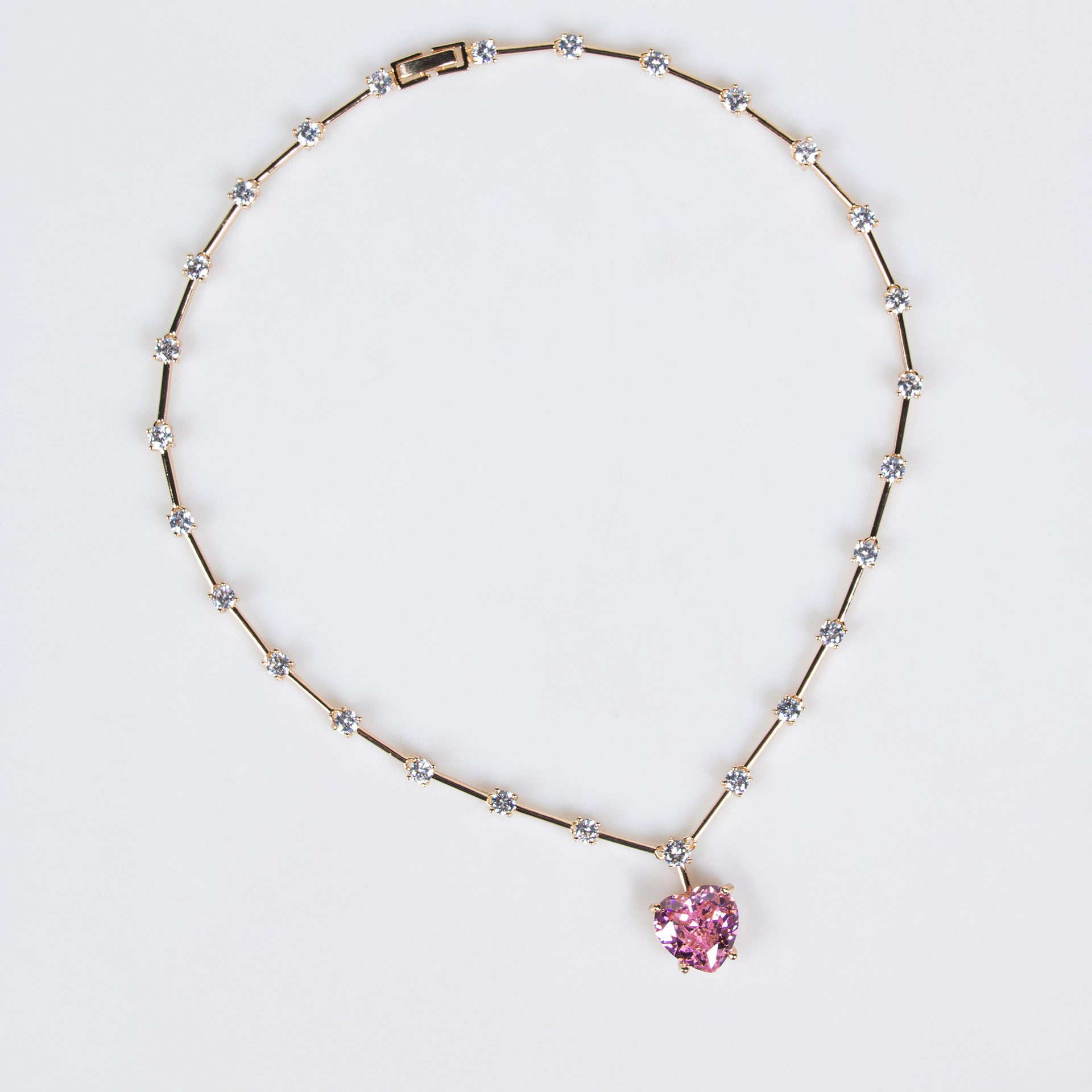 Romantic Yellow Crystal Heart Necklace Set – Elegant Jewelry Gift for Women