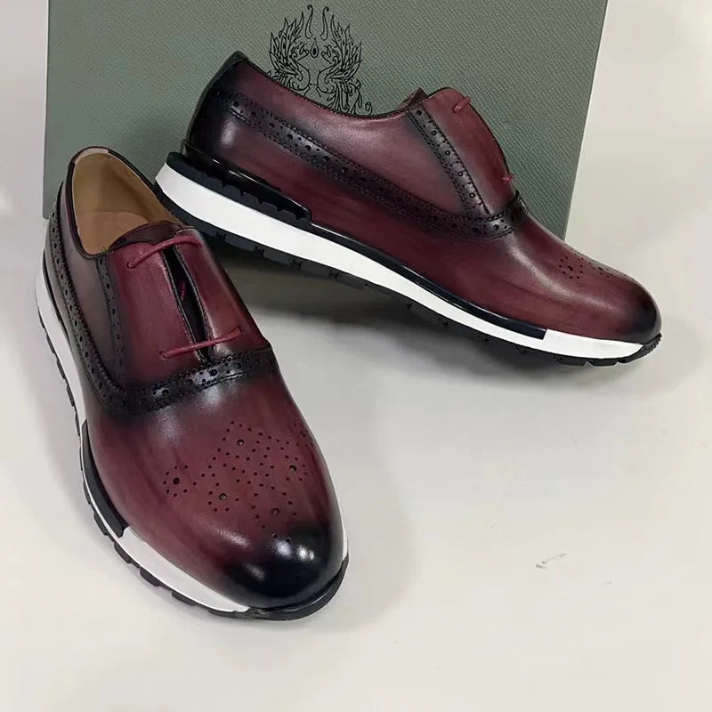 Chaussures homme richelieu marron faites à la main Baskets de ville habillées