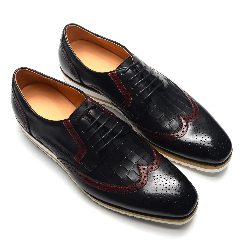 Chaussures classiques d'affaires en cuir pour hommes Chaussures décontractées en cuir sculptées à la main pour hommes richelieus derbies pour hommes