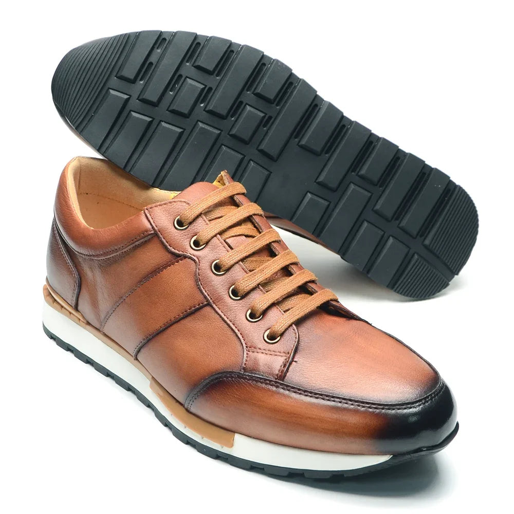 Baskets décontractées en cuir marron Chaussures habillées pour hommes