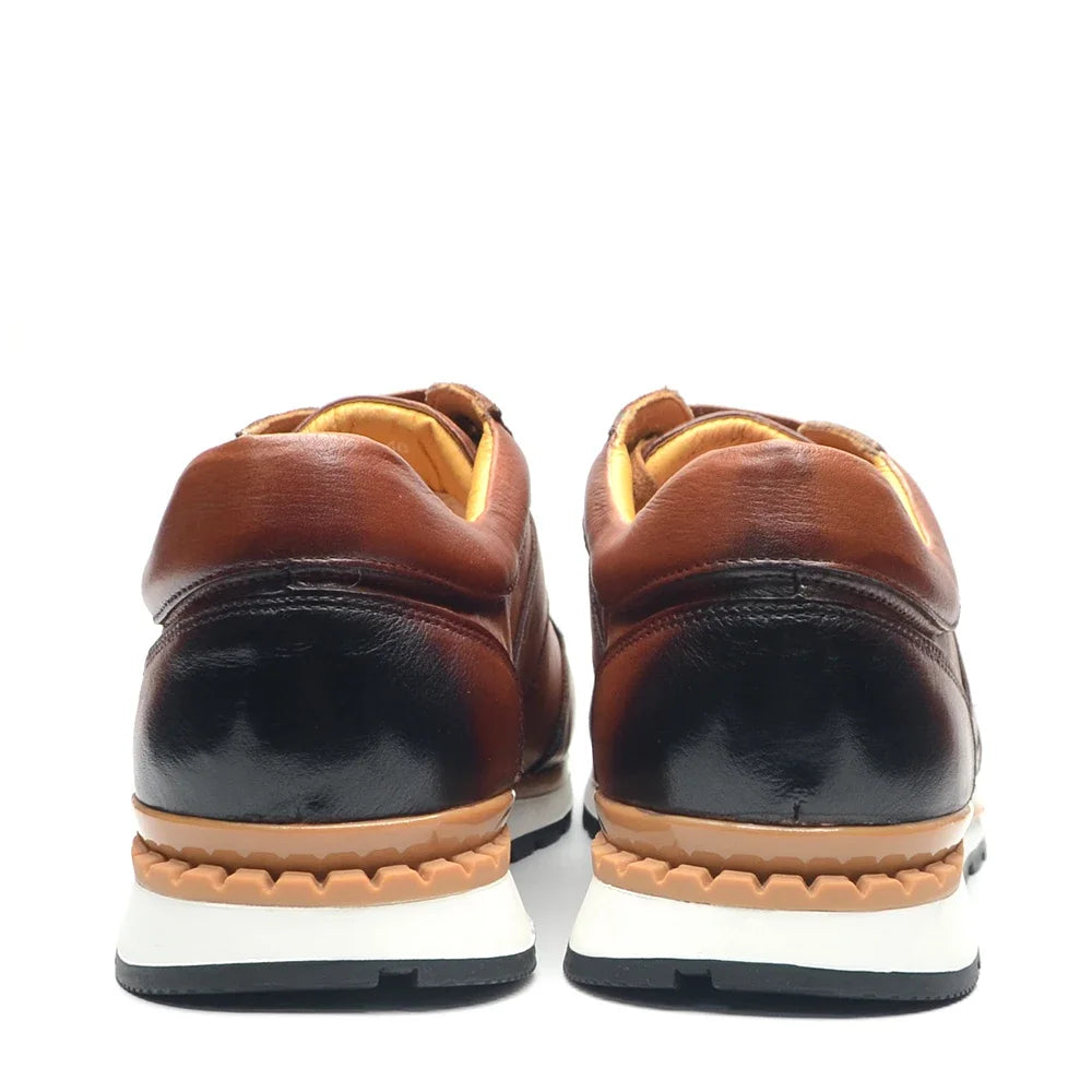 Baskets décontractées en cuir marron Chaussures habillées pour hommes