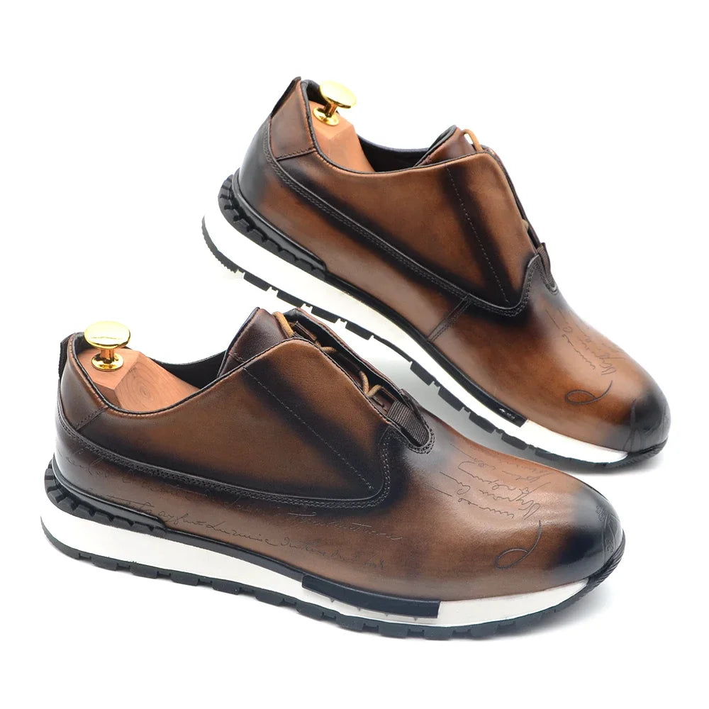 Baskets décontractées marron pour homme Baskets de mode fabriquées à la main