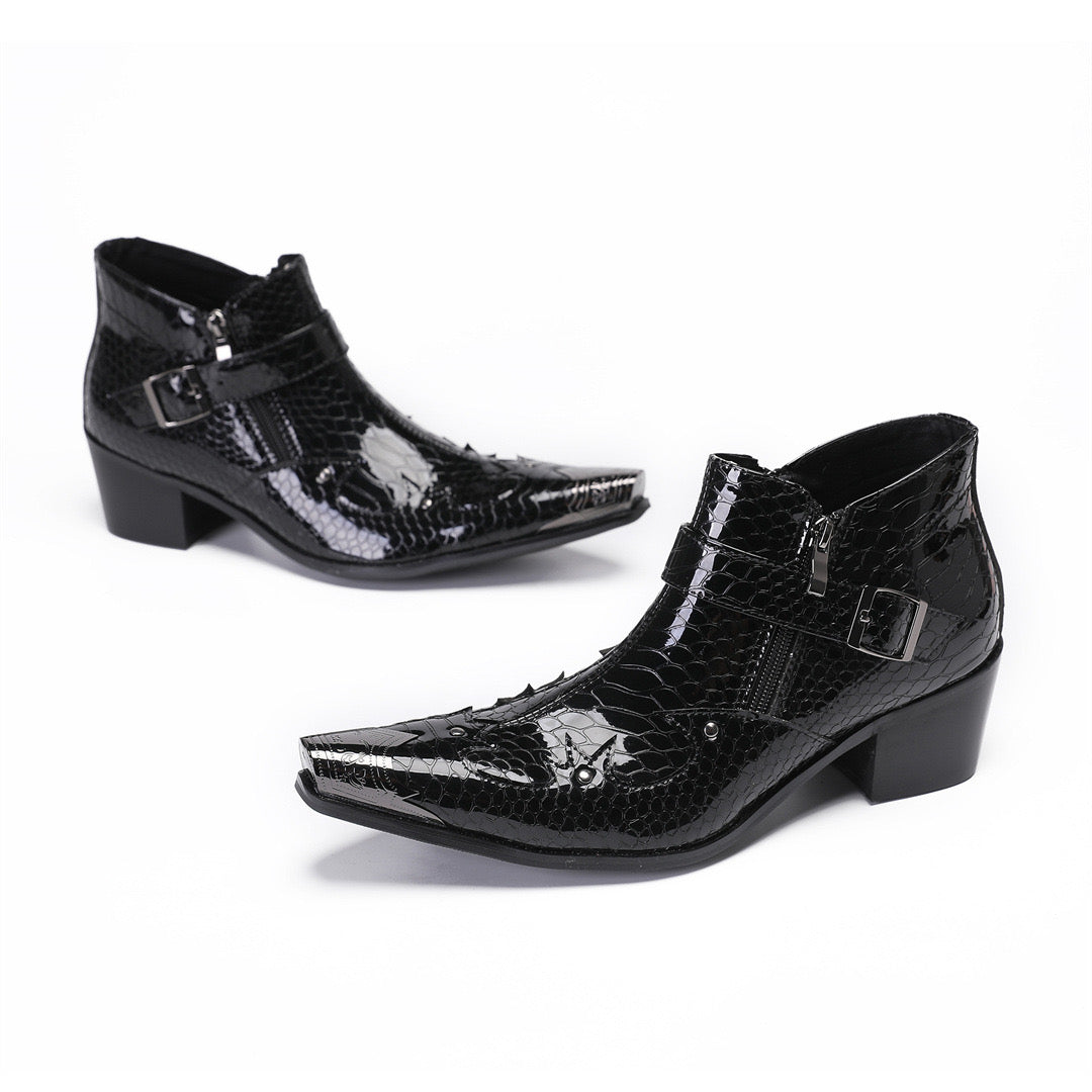 wine red Men Boots Fashion Chelsea Boots Pointy short boots