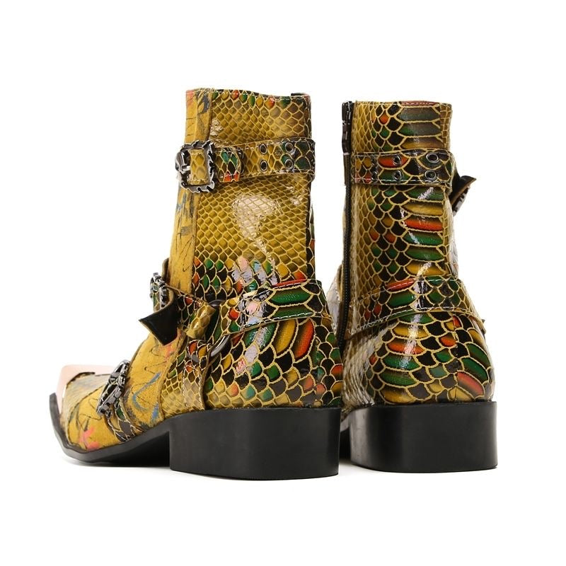 Große quadratische Eisenkappe Chelsea Stiefeletten Herren bunte Schuhe Herrenstiefel