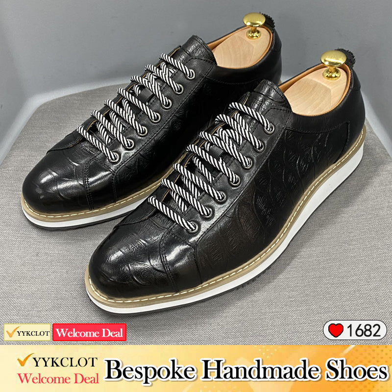 Black leather platform casual shoes fashion business leather shoes