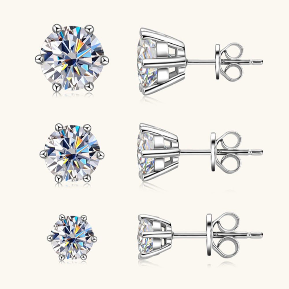 S925 Classic Six-claw Moissanite Stud Earrings