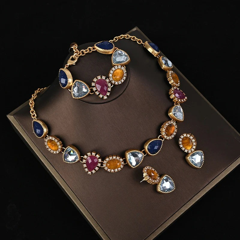 Retro multi-color glazed necklace