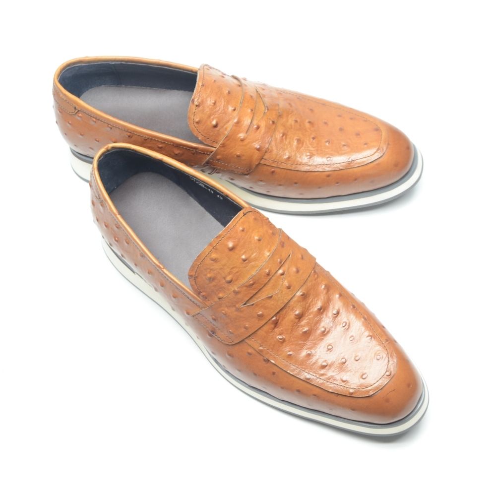 Brown business leather formal loafers