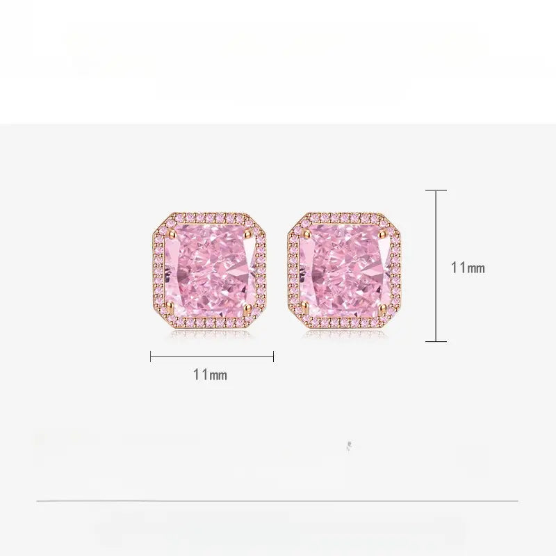 Fashion light luxury colored treasure ring stud earrings necklace three-piece set