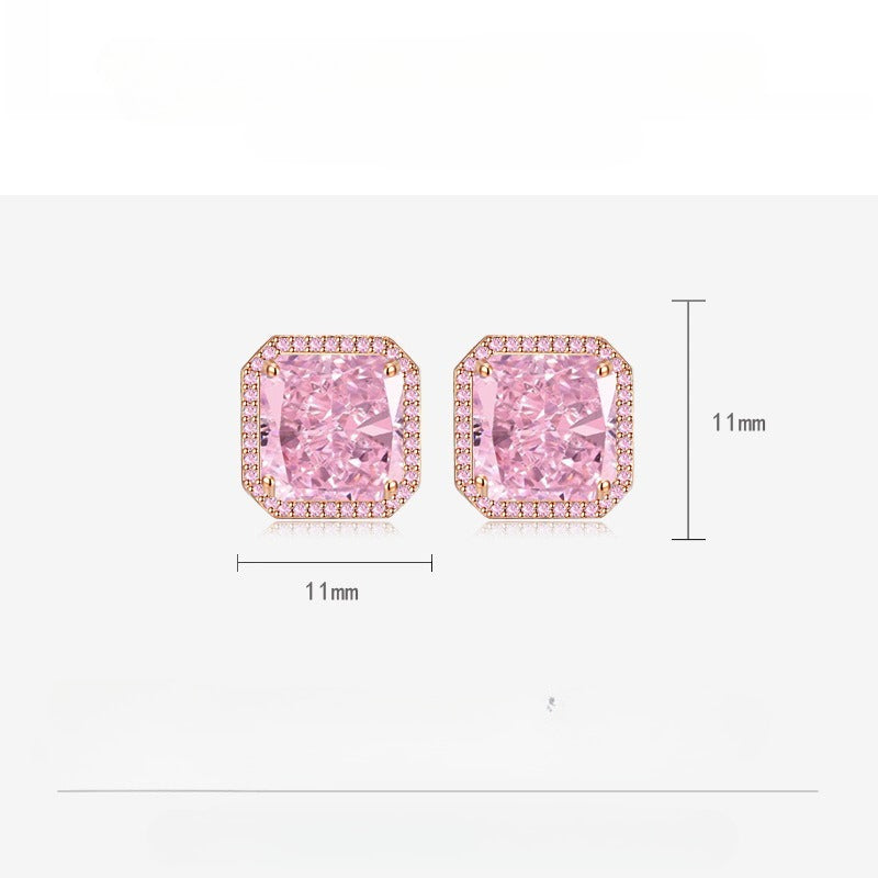 Fashion light luxury colored treasure ring stud earrings necklace three-piece set