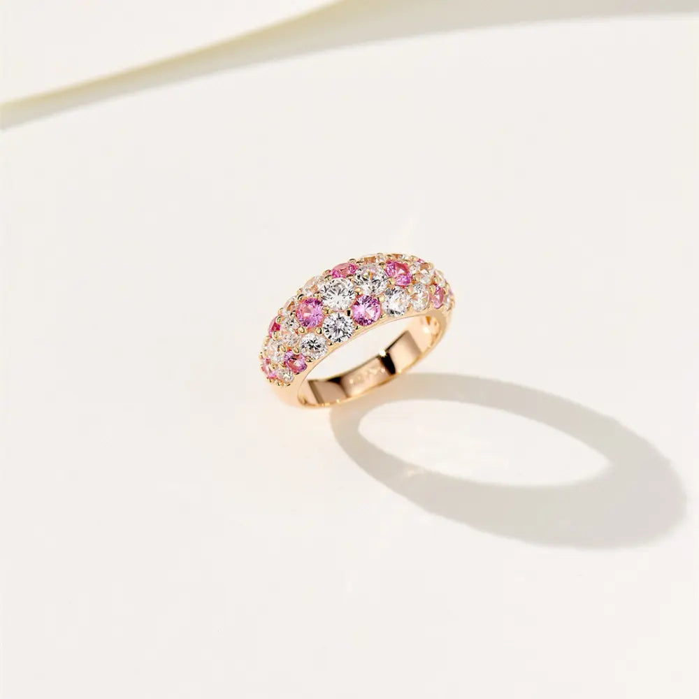 Bague S925 en argent sterling avec diamants multicolores