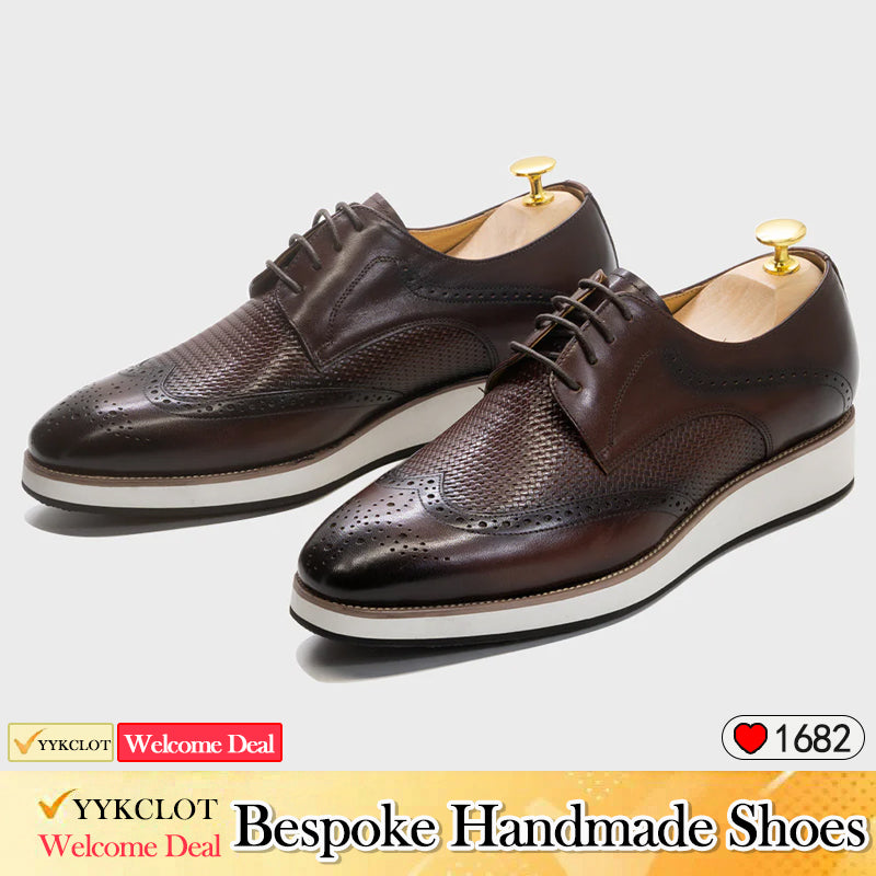 Brown Leather Casual Derby Shoes Men's Pointed Low Top genuine leather loafers business men shoes mens brogue shoes for men Elegant Shoes Large size men's shoes