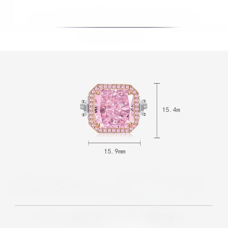 Fashion light luxury colored treasure ring stud earrings necklace three-piece set