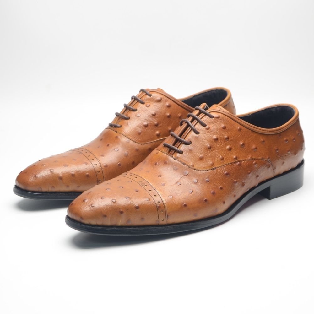 Fashion Ostrich Oxford Shoes Men's Business Dress Leather Shoes