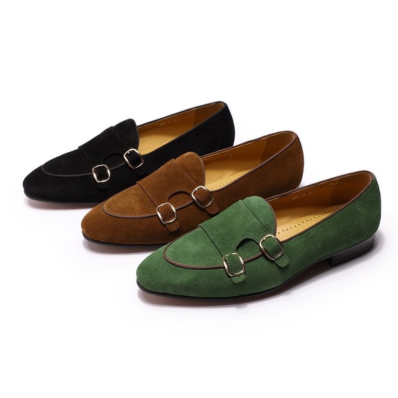 British velvet loafers men's pointed casual leather shoes