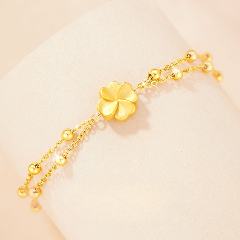 S925 Sterling Silver Heart Clover Bracelet