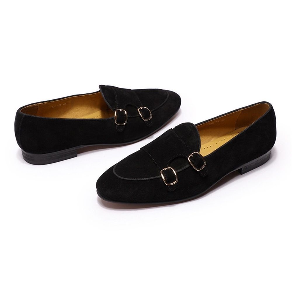 British velvet loafers men's pointed casual leather shoes
