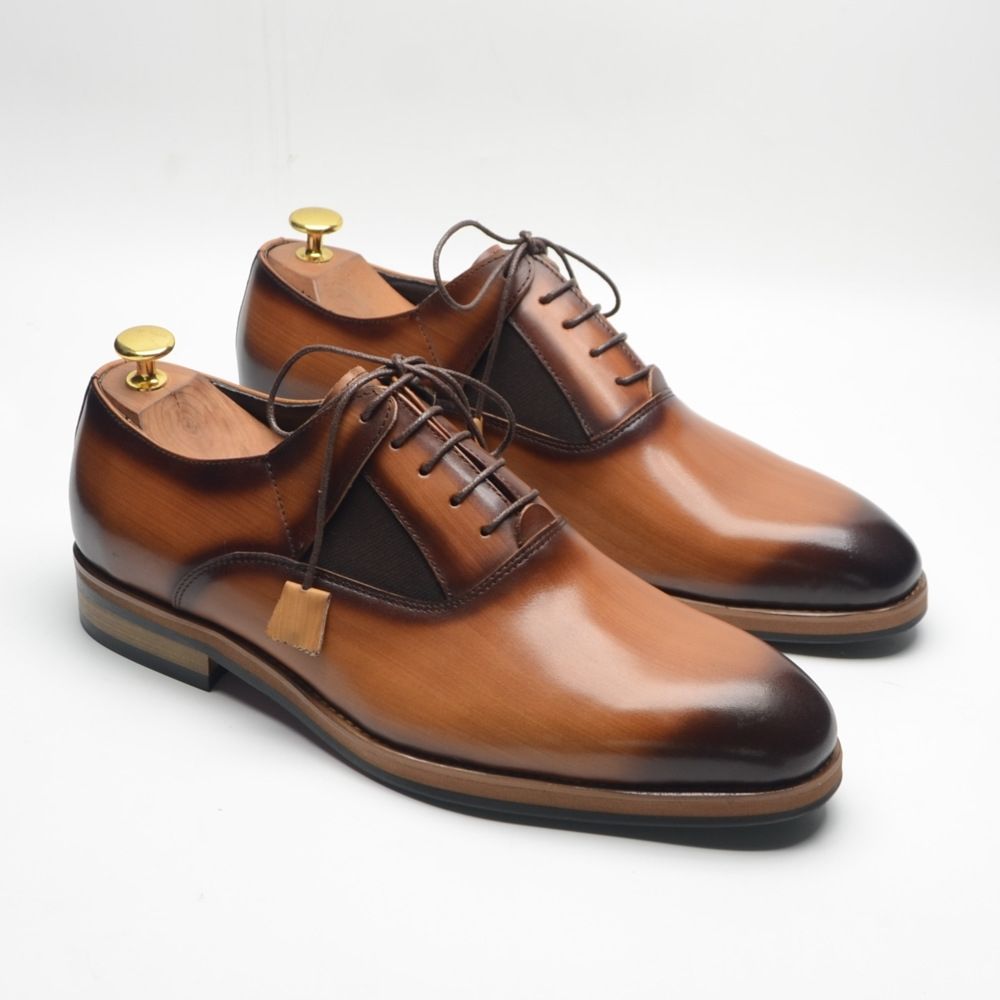 Men's brown formal business derby shoes