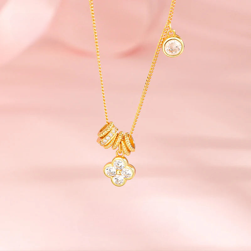 S925 gold-plated fashionable clover necklace