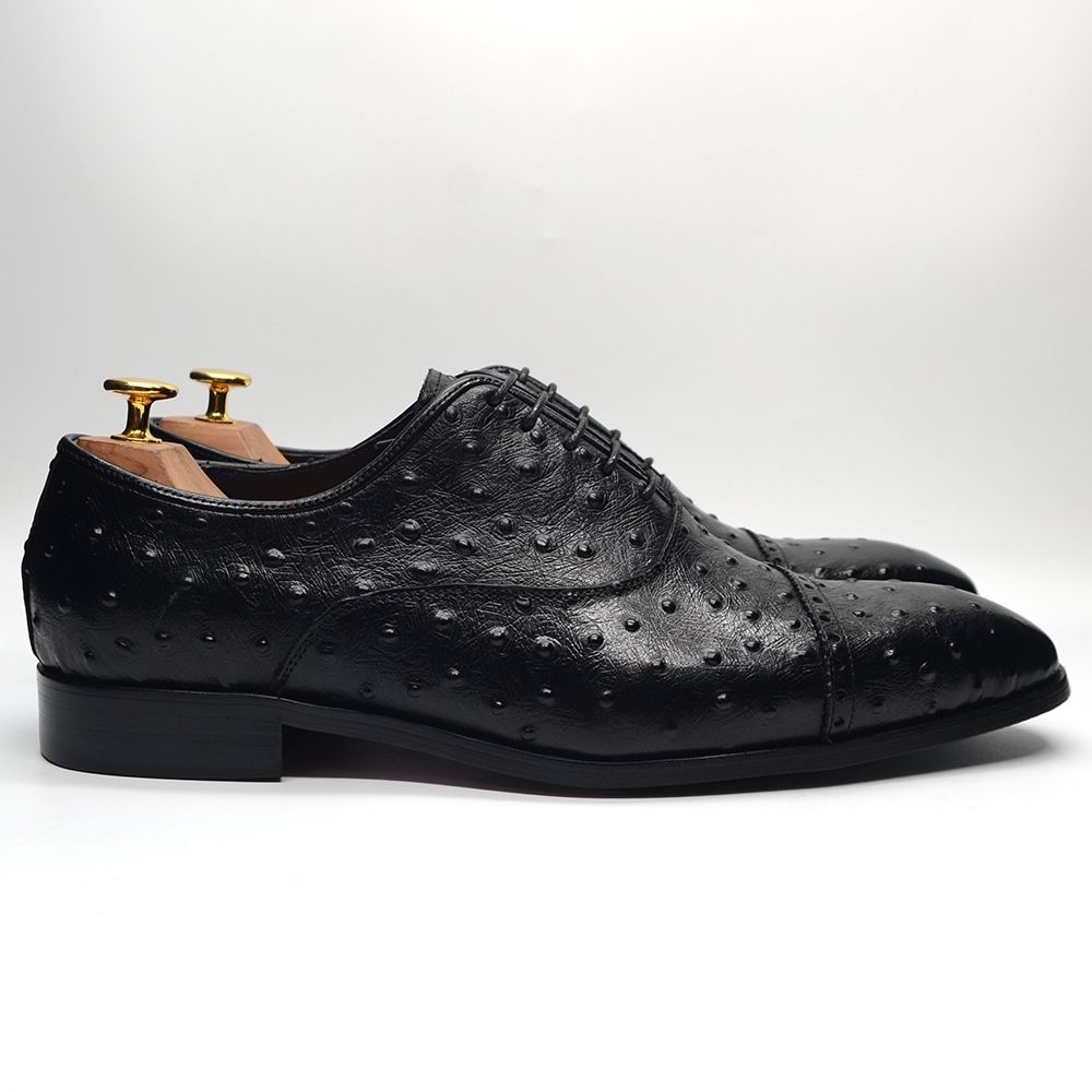 Fashion Ostrich Oxford Shoes Men's Business Dress Leather Shoes