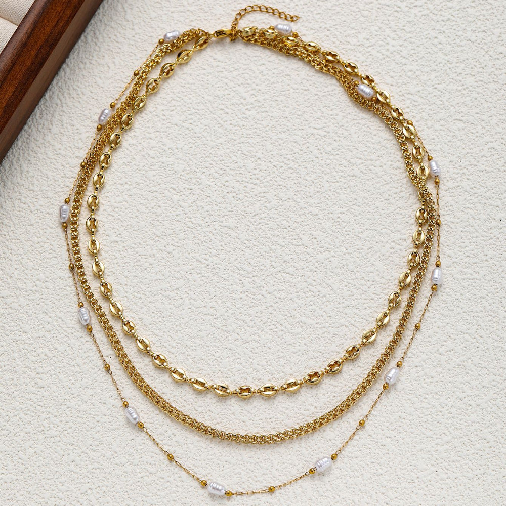 Bohemian metal shell stacked necklace